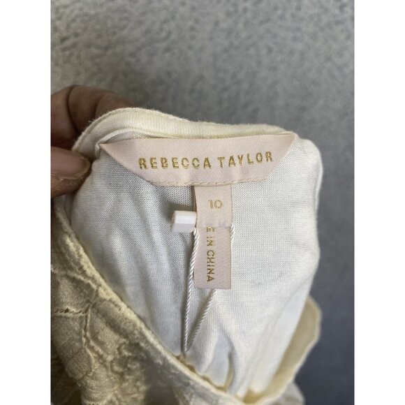 Rebecca Taylor Womens A-Line Swing Floral Lace Skirt White Size 10‎ - Picture 5 of 9